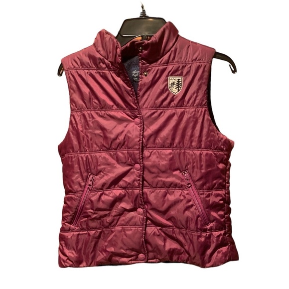 American Eagle Outfitters Puffer Vest Maroon Medium - Picture 1 of 5